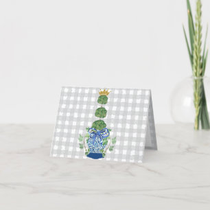 Chinoiserie Blue Ginger Jar Topiary Dankeskarte