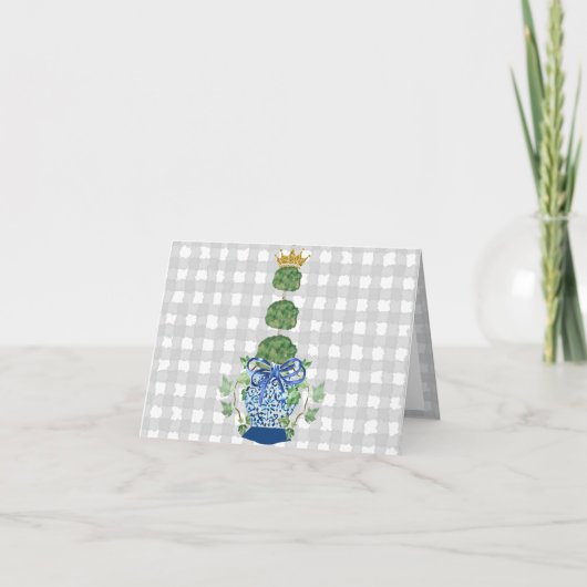 Chinoiserie Blue Ginger Jar Topiary Dankeskarte (Vorderseite)