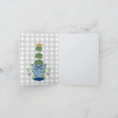 Chinoiserie Blue Ginger Jar Topiary Karte (Innenseite)