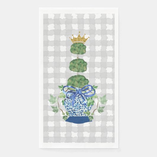 Chinoiserie Blue Ginger Jar Topiary Serviette (Vorderseite)