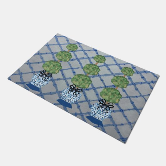 Chinoiserie Blue Ginger Jars Doormat Begrüßungsmat Fußmatte (Schrägansicht)