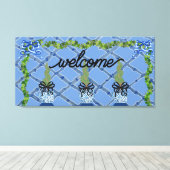 Chinoiserie Blue Ginger Jars Topiary Leinwanddruck (Insitu (Holzboden))