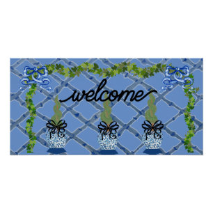 Chinoiserie Blue Ginger Jars Topiary Poster