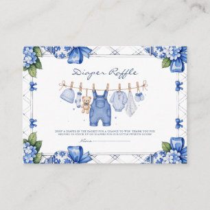 Chinoiserie Blue Jean Denim Windel-Raffle-Karte  Begleitkarte