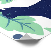 Chinoiserie Blue Mint Black Cat-Whimsical Poster (Ecke)