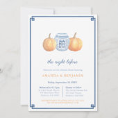 Chinoiserie Blue & Orange Pumpkin Probe Dinner Einladung (Vorderseite)