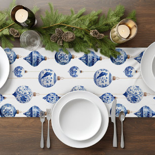Chinoiserie Blue Ornaments Weihnachten Kurzer Tischläufer