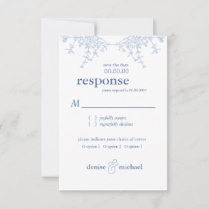 Chinoiserie Blue Pagoda Wedding RSVP Einladung