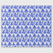 Chinoiserie Blue Pagodas Geschenkpapier (Flach)