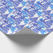 Chinoiserie Blue Pagodas Geschenkpapier (Ecke)