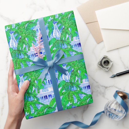 Chinoiserie Blue Pagodas Geschenkpapier (Schenken)