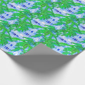 Chinoiserie Blue Pagodas Geschenkpapier (Ecke)