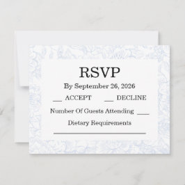 Chinoiserie Blue Peony Wedding RSVP Cards Karte