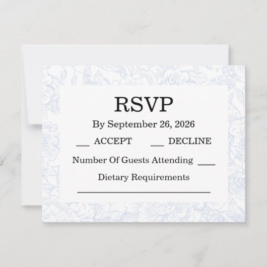 Chinoiserie Blue Peony Wedding RSVP Cards Karte (Vorderseite)