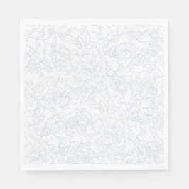 Chinoiserie Blue Peony Wedding Serviette