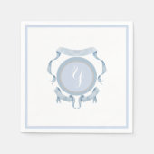 Chinoiserie Blue Ribbons Logo-Wappen Serviette (Vorderseite)