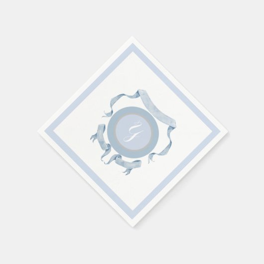 Chinoiserie Blue Ribbons Wappen Shield Serviette (Ecke)