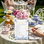Chinoiserie Blue Tea Etiquette Bridal shower game  Einladung