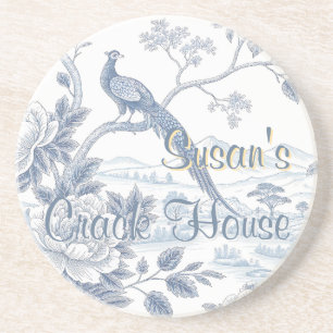 Chinoiserie Blue Toile Pfau Custom Mahjong Getränkeuntersetzer
