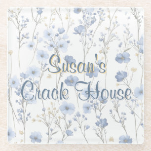 Chinoiserie Blue Toile Pfau Custom Mahjong Glasuntersetzer