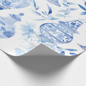 Chinoiserie Blue Vase Wrapping Paper Geschenkpapier (Ecke)