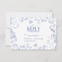 Chinoiserie Blue Viktorianisch Floral No Menu UAWG RSVP Karte