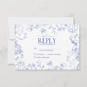 Chinoiserie Blue Viktorianisch Floral No Menu UAWG RSVP Karte