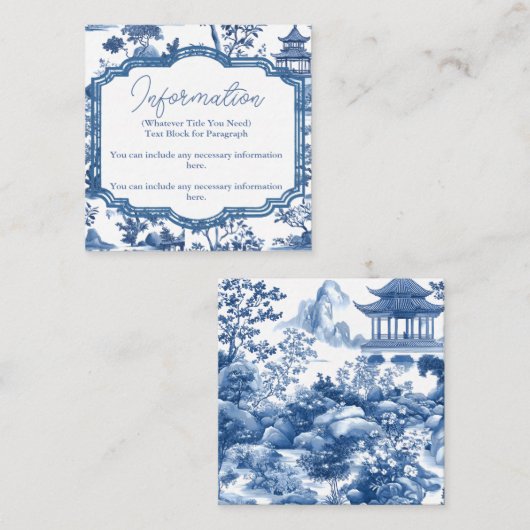 Chinoiserie Blue Wedding Details Card Begleitkarte (Vorne/Hinten)