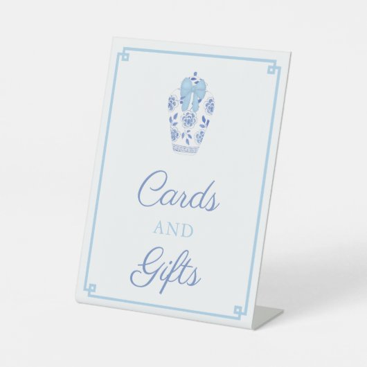 Chinoiserie Blue White Baby Duschkarten und Gesche Sockelschild (Vorderseite)