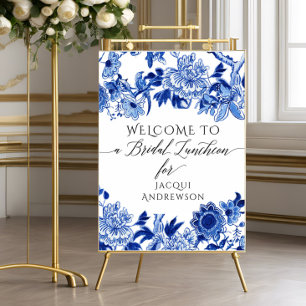Chinoiserie Blue White Bridal Luncheon Willkommen Poster