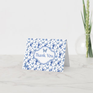 Chinoiserie Blue White Butterfly Personalisiert Feiertagskarte