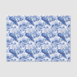 Chinoiserie Blue & White Floral Asian Birds Seidenpapier