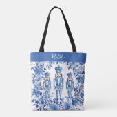 Chinoiserie Blue White Floral Christmas Nutcracker Tasche (Rückseite)