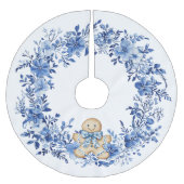 Chinoiserie Blue White Floral Gingerbrot Man Polyester Weihnachtsbaumdecke (Vorderseite)