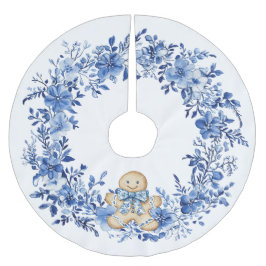 Chinoiserie Blue White Floral Gingerbrot Man Polyester Weihnachtsbaumdecke