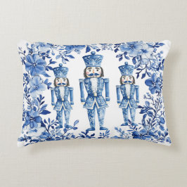 Chinoiserie Blue White Floral Nutcracker Soldiers Dekokissen