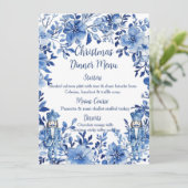 Chinoiserie Blue White Floral Nutcracker Soldiers Menükarte (Stehend Vorderseite)