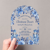 Chinoiserie Blue White Floral Nutcracker Weihnacht Acryleinladungen (Insitu (Handheld))
