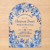 Chinoiserie Blue White Floral Nutcracker Weihnacht Acryleinladungen (Vorderseite)