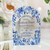 Chinoiserie Blue White Floral Nutcracker Weihnacht Acryleinladungen