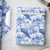 Chinoiserie Blue & White Ginger Jar Floral Birds Geschenkpapier