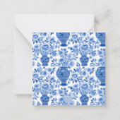 Chinoiserie Blue & White Ginger Jar Floral Geschen Mitteilungskarte (Rückseite)