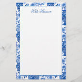 Chinoiserie Blue & White Ginger Jar Floral Vases Briefpapier (Vorderseite)