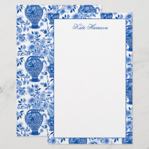 Chinoiserie Blue & White Ginger Jar Floral Vases Briefpapier