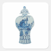 Chinoiserie Blue White Ginger Jar Quadratischer Aufkleber (Vorderseite)