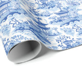 Chinoiserie Blue & White Pagodas Geschenkpapier (Rolleneckpunkt)