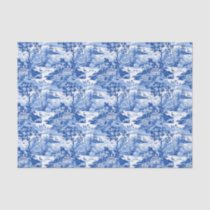 Chinoiserie Blue & White Pagodas Seidenpapier