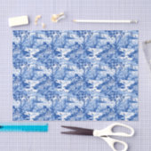 Chinoiserie Blue & White Pagodas Seidenpapier (Handwerk)
