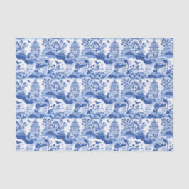 Chinoiserie Blue & White Pagodas Seidenpapier