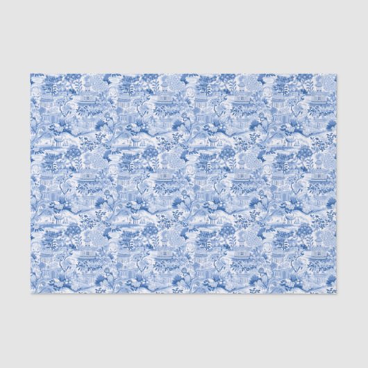 Chinoiserie Blue & White Pagodas Seidenpapier (Vorderseite)